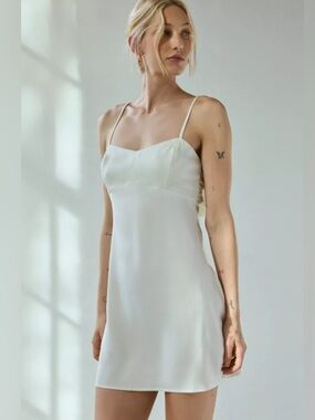 Urban Outfitters Light Before Dark Bella Bow Tie-Back Satin Mini Dress